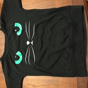 ModCloth Black Cat Sweatshirt Long Sleeved Tee XS